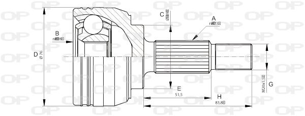 OPEN PARTS jungčių komplektas, kardaninis velenas CVJ5662.10